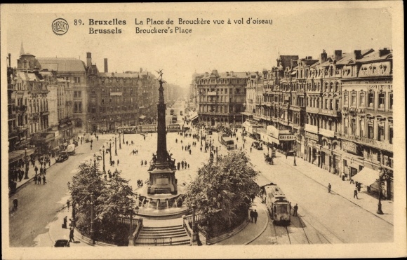 Postcard Bruxelles Brüssel, Place de Brouckère et Boulevard Anspach