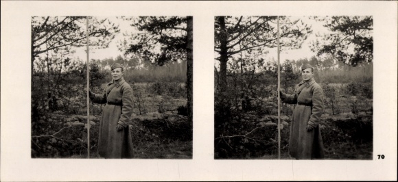Stereo spatial image Photo &quot;The soldiers of the Führer in the field&quot; No. 70 Russian soldier, demarcation line