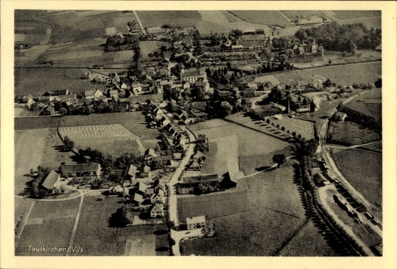 Ak Taufkirchen an der Vils Oberbayern, Fliegeraufnahme