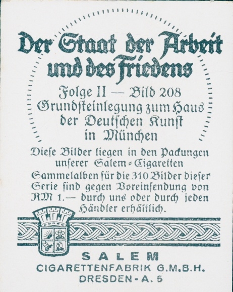 Collective image of the state of labor and peace, laying of the foundation stone HDK in Munich, Hitler