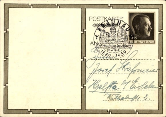 Postal stationery Postcard Führer and Reich Chancellor Adolf Hitler, well-wishers, BDM
