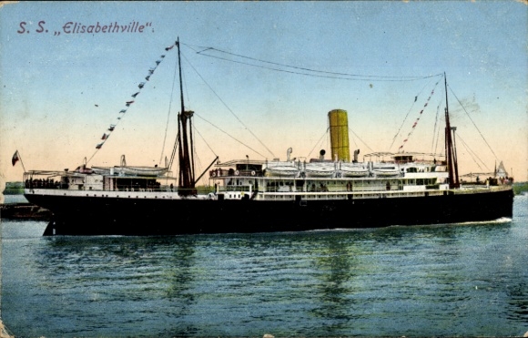 foto stoomschip SS Elisabethville, Belgische Scheepvaartmaatschappij