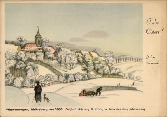 Künstler Ak Ulrich, G., Berlin Schöneberg, Wintermorgen, Gesamtansicht, Jahr 1800