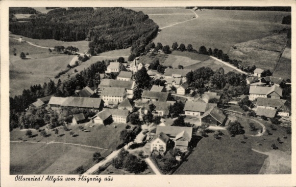 Postcard Ollarzried Ottobeuren Bavaria, aerial photograph