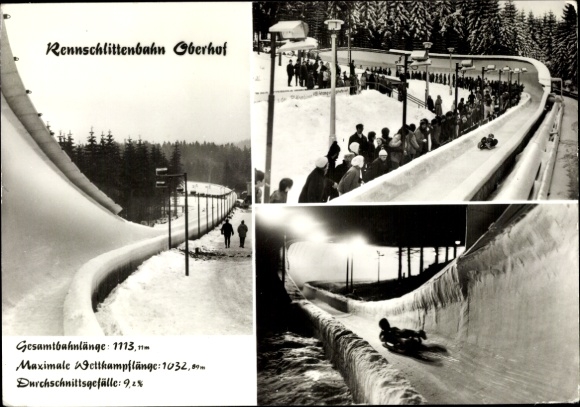 Ak Oberhof im Thüringer Wald, Rennschlittenbahn