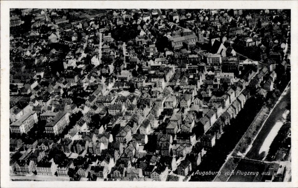 Postcard Augsburg in Swabia, aerial photograph from 1941, architecture