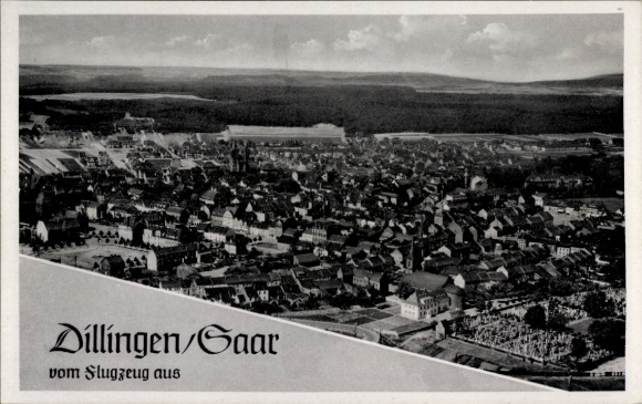 Postcard Dillingen in Saarland, aerial photograph
