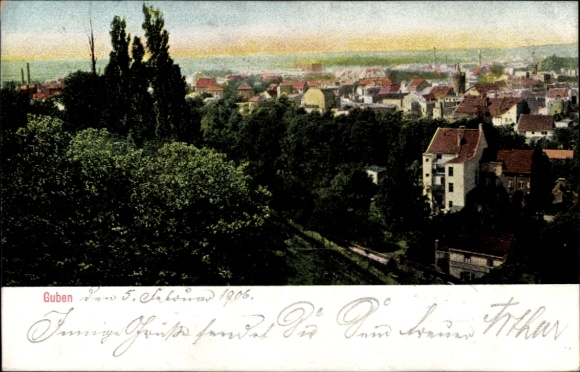 Ak Guben in Neder-Lausitz, stadsgezicht, huizen, bomen, r-stijl