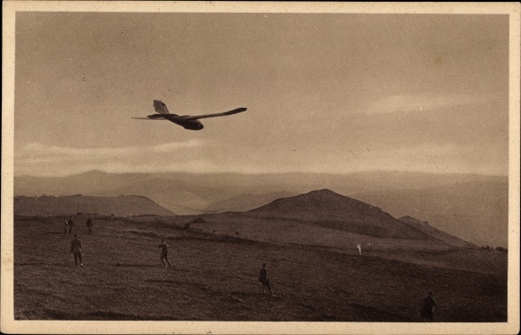Ak Gersfeld in der Rhön in Hessen, Wasserkuppe, Motorloses Flugzeug Rheinland, Segelflieger