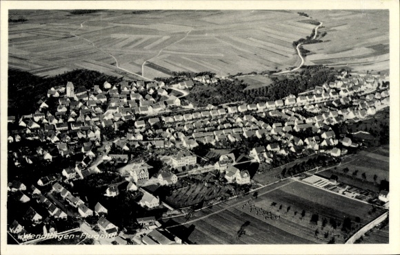 Postcard Wendlingen am Neckar Baden Württemberg, aerial view of several houses and fields to see