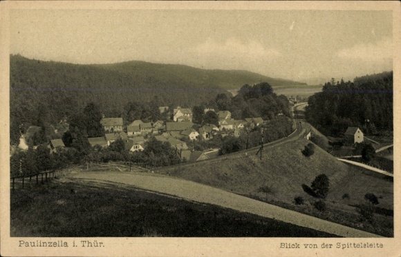 Postcard Paulinzella Königsee Rottenbach in Thuringia, view from the Spittelsleite