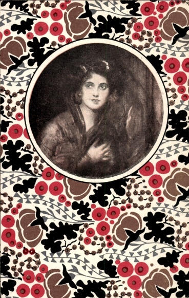 Künstler Ak L. Fochler, Stoffmuster-Entwurf Serie I, Wiener Werkstätte, Stoff-Reproduktion, Frau