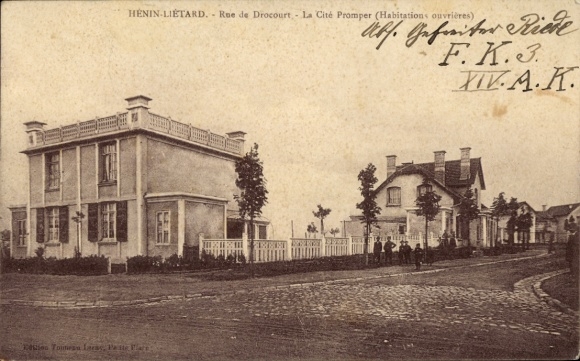 Ak Hénin Liétard Hénin Beaumont Pas de Calais, Rue de Drocourt, Arbeitersiedlung Cité Promper