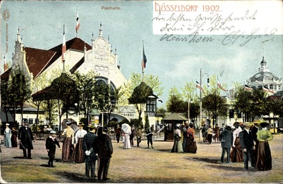 Postcard Düsseldorf am Rhein, Industrial and Trade Exhibition 1902, Festhalle