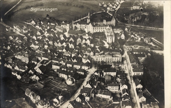 Ak Sigmaringen an der Donau, Fliegeraufnahme
