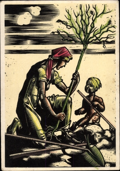 Artist PC Hedwig zum Tobel, The seasons, spring, woodcut