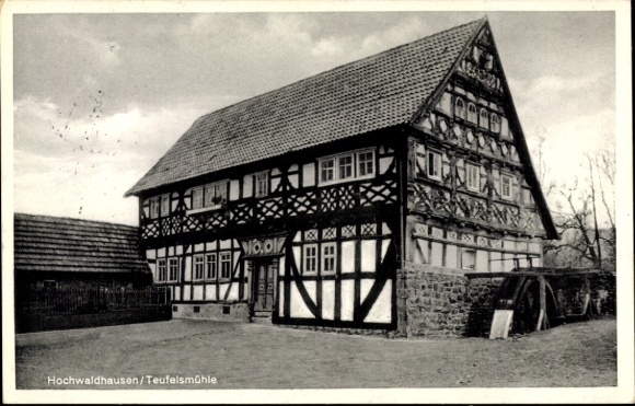 Postcard Ilbeshausen Hochwaldhausen Grebenhain in the Vogelsberg district, Teufelsmühle
