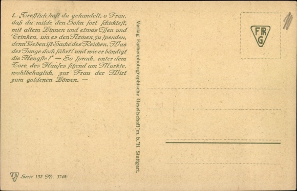 Artist PC Elßner, F., Wolfgang von Goethe, Hermann and Dorothea, series 132 no. 3748