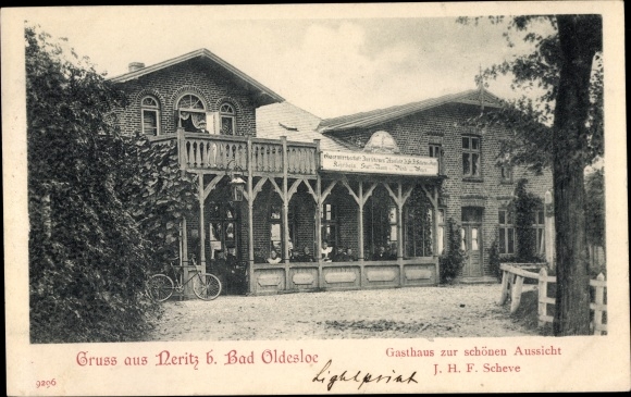 Postcard Neritz in Schleswig Holstein, inn with a beautiful view