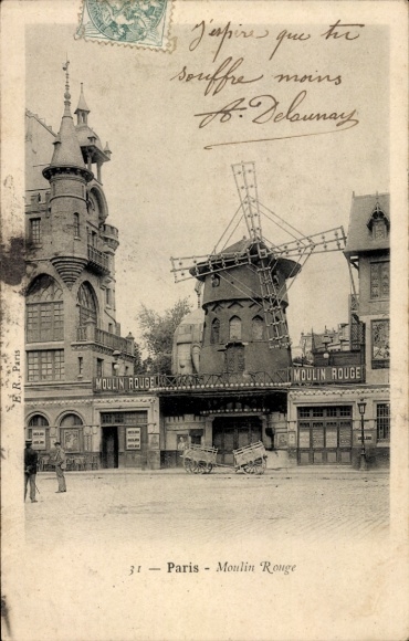 Postcard Paris XVIII. District Buttes-Montmartre, Moulin Rouge
