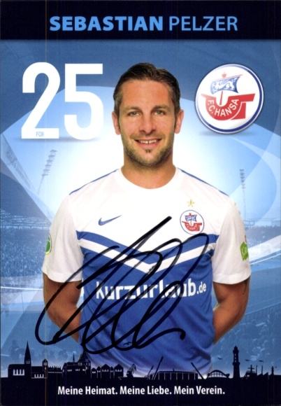 Autograph card footballer Sebastian Pelzer, FC Hansa Rostock, autograph
