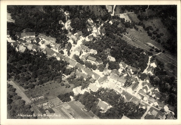 Postcard Hepsisau Weilheim an der Teck Swabian Alb, aerial photograph