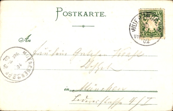 Maanlicht litho Würzburg am Main Neder-Franken, Nachtwacht