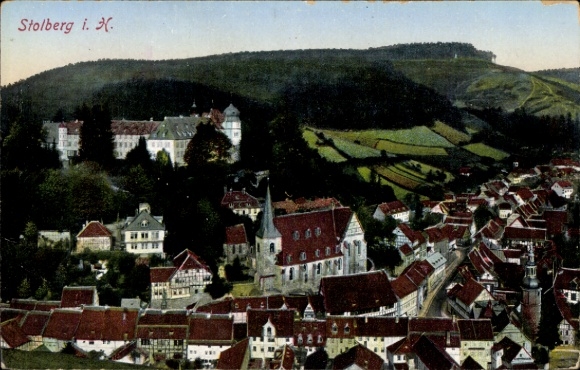 Postcard Stolberg Südharz, total view of the town
