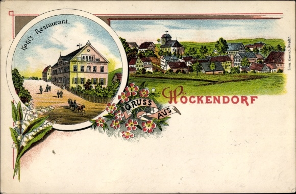 Chromo-Litho Höckendorf Klingenberg in the Eastern Ore Mountains, Kohl&#39;s Restaurant, general view