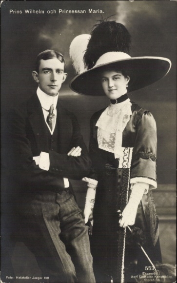 Postcard Prince Wilhelm and Princess Maria of Sweden