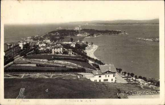 Picture of Santander, Cantabria, Spain, overview of the coast, sea, buildings, green areas, rolling hills...