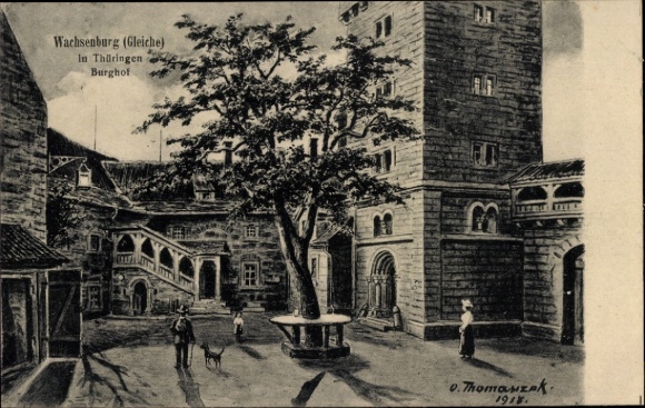 Künstler Ak Thomasczek, Otto, Drei Gleichen Thüringen, Veste Wachsenburg, Burghof