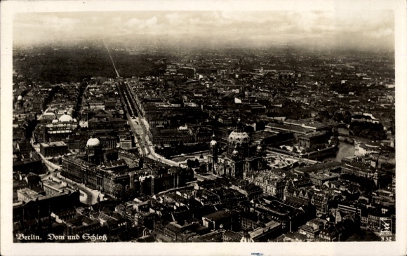 Postcard Berlin Mitte, Cathedral, Palace, aerial photograph