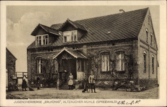 Postcard Alt Zauche Wußwerk Spreewald, youth hostel Erlkönig, Altzaucher Mühle