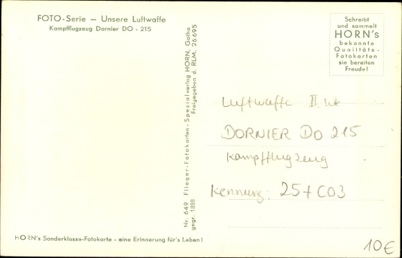 PC German Air Force, Dornier Do 215 fighter plane, 25+C03