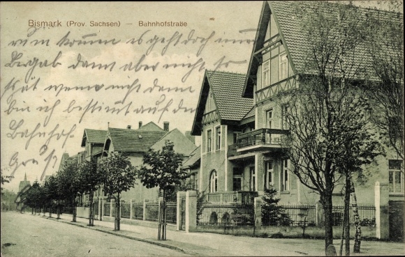 Postcard Bismark in the Altmark, Bahnhofstrasse