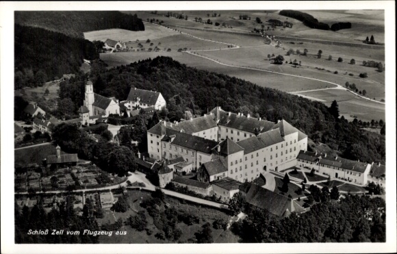 Postcard Leutkirch im Allgäu Württemberg, Zeil Castle, aerial photograph