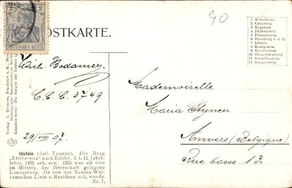 Postcard Idstein in the Taunus Hesse, IDSTEIN, castle landscape, Etichestein, historical architecture