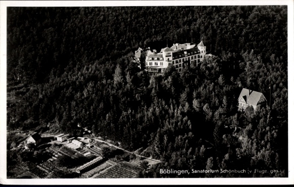 Ak Böblingen in Württemberg, Fliegeraufnahme, Sanatorium Schönbuch