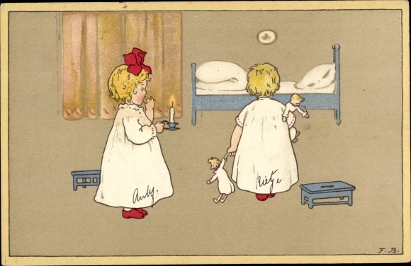 Artist PC Baumgarten, Fritz, children go to bed, dolls