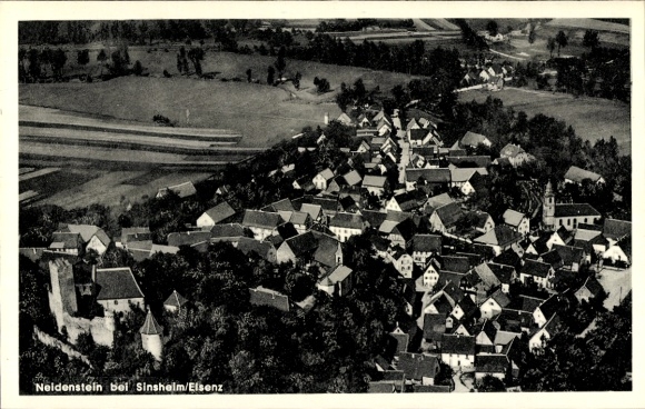 Postcard Neidenstein Baden Württemberg, aerial photograph