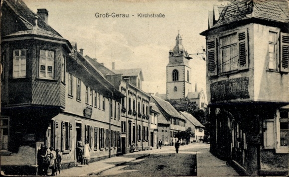 Ak Groß Gerau in Hessen, Blick in die Kirchstraße