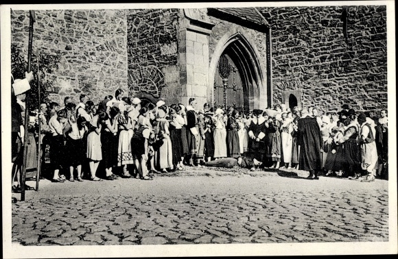 Postcard Schneeberg, Heimatspiel, The Faithful Horlemann, By KA Findeisen