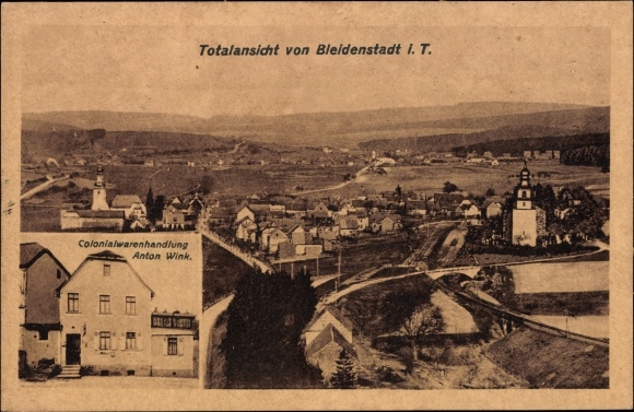 Ak Bleidenstadt Taunusstein Hessen, Totalansicht, Kolonialwarenhandlung Anton Wink