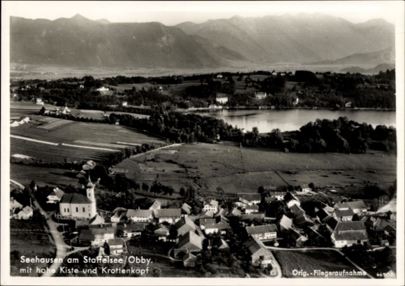 Postcard Seehausen am Staffelsee, aerial photograph, Hohe Kiste, Krottenkopf