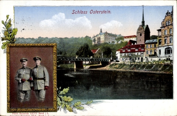 Postcard Gera in Thuringia, Prince Heinrich XXVIII, Hereditary Prince Heinrich XLV, Reuss younger line, Castle