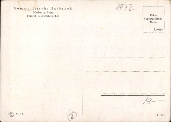 Postcard Ganderkesee in Lower Saxony, summer resort Hasbruch, owner A. Brüns