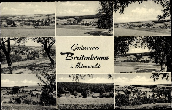 Postcard Breitenbrunn Lützelbach in the Odenwald district of Hesse, landscape views