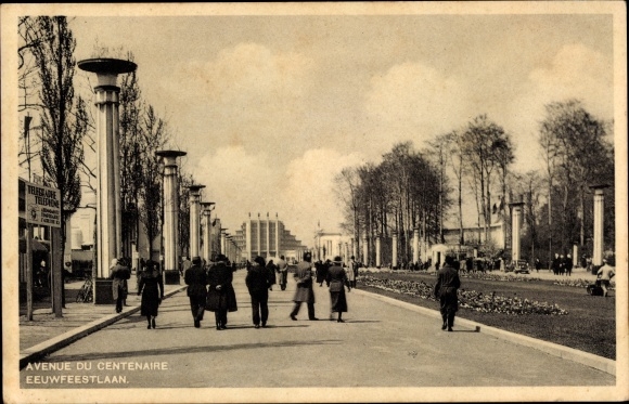 Postcard Brussels, World Exhibition 1935, Avenue du Centenaire