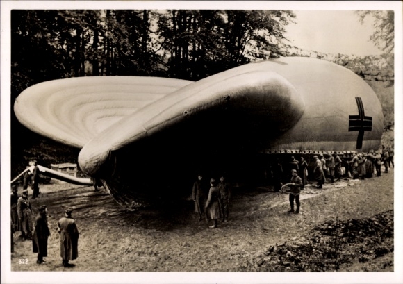 Photo Heinrich Hoffmann, filling a tethered balloon in a forest on the Western Front, Nov 1939